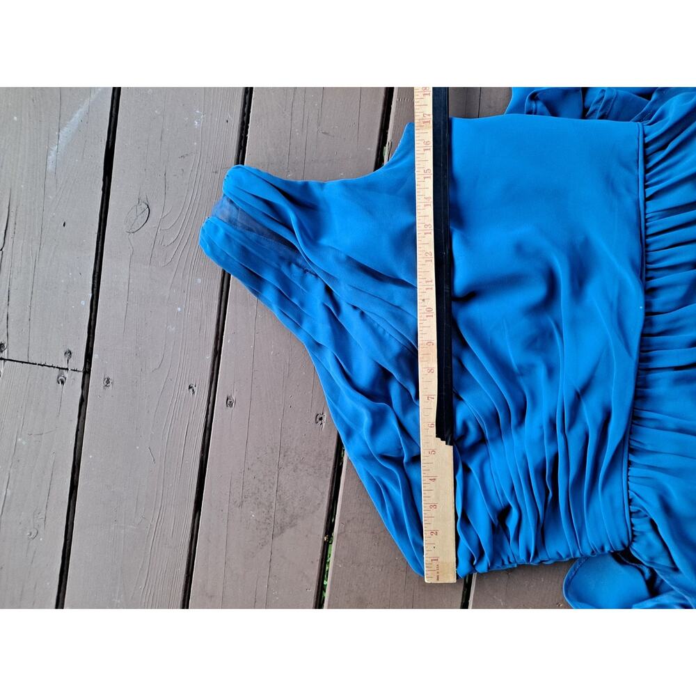 Alfred Angelo Dress Womens 12 Blue One Shoulder Chiffon Formal Gown - Picture 9 of 9